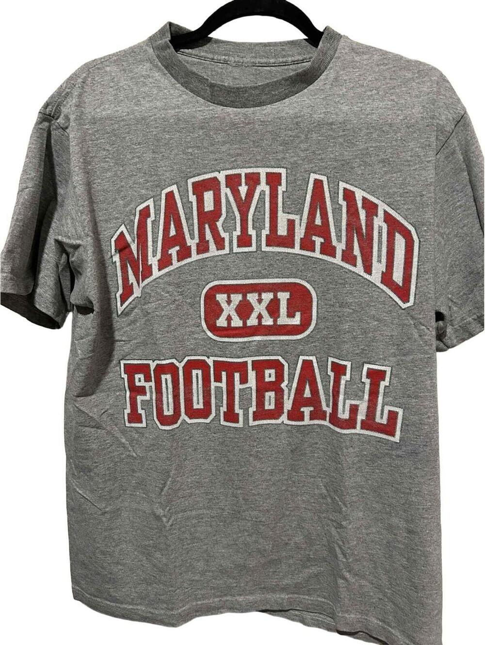 Vintage Champion Heather Gray Maryland Terrapins Football Stack T Shirt  Men’s M